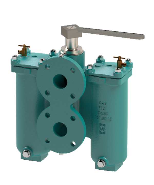 F101 MINI Duplex Basket Strainer, cast iron-1-2–2-flange